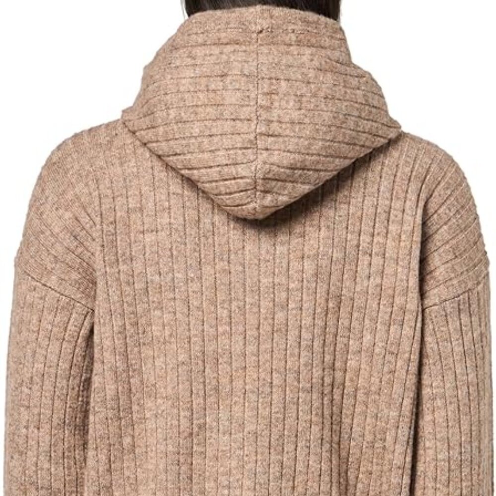 Lucky Brand Women's Ribbed Knit Hooded Sweater in Deep Taupe/NWT/XS - Picture 4 of 15